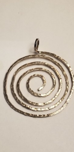 México Mexicano Plata de Ley Martillado Espiral Modernista Colgante - Imagen 3 de 4