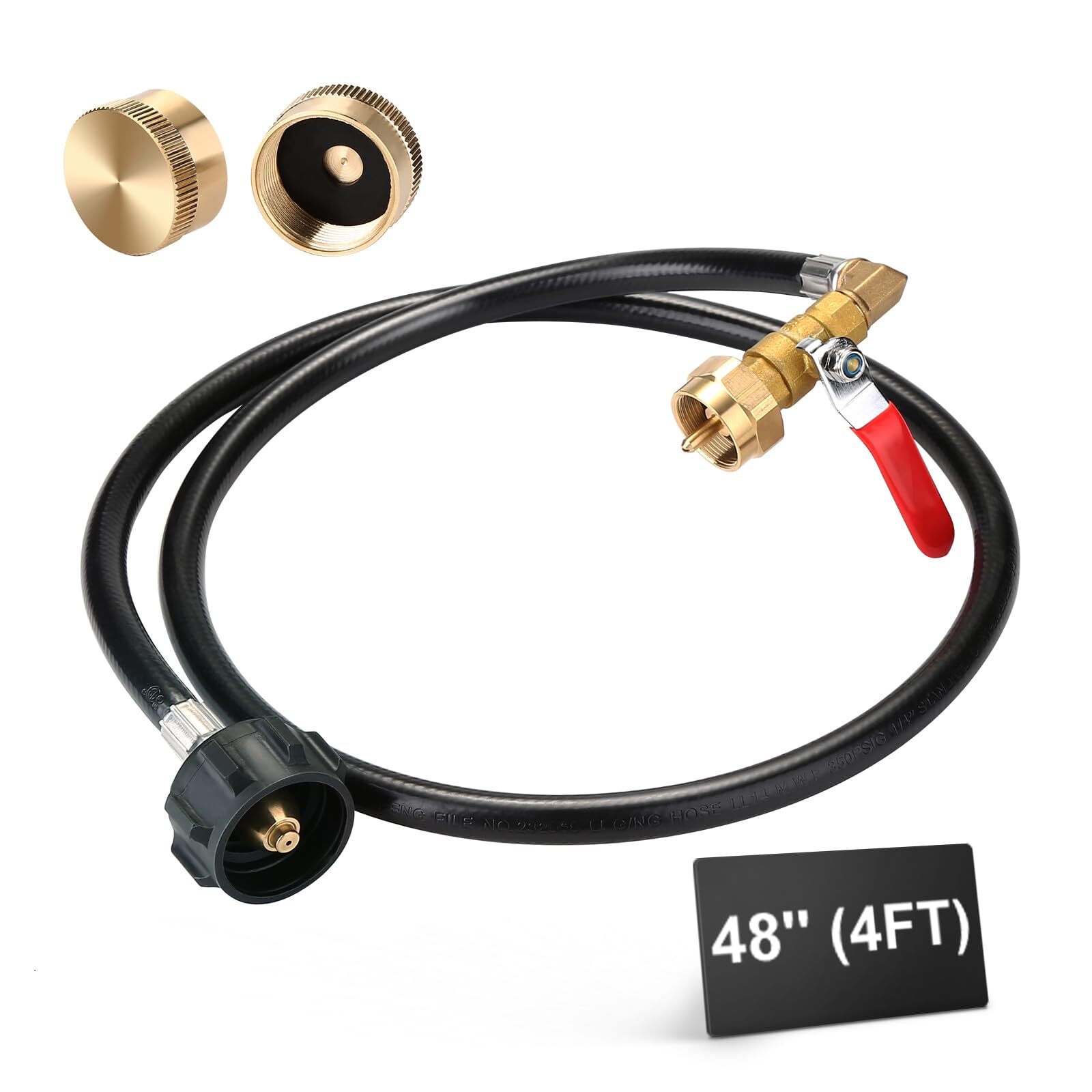Propane Refill Adapter Hose, for 1 LB Propane Gas Tank, 48 Inch Propane Exten...