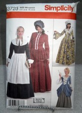 Simplicity Pattern  3723 Colonial, Prairie, Quaker Dress Andrea Schewe uncut/f