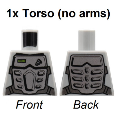 LEGO Power Miners - Light Bluish Gray Torso with Silver Body Armor Front & Back