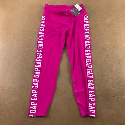 GapFit Women's Small Pink High Rise Logo Stripe Compression 7/8 Leggings NWT