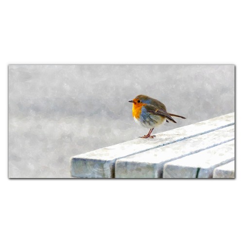 Leinwand Bild Wandbild Canvas 120x60 Gemälde Abstrakte Tier Vogel Schnee - Bild 4 von 11