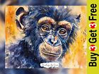 Expressive Chimp Watercolor, Watercolor Painting Print 5"x7" on Matte Paper