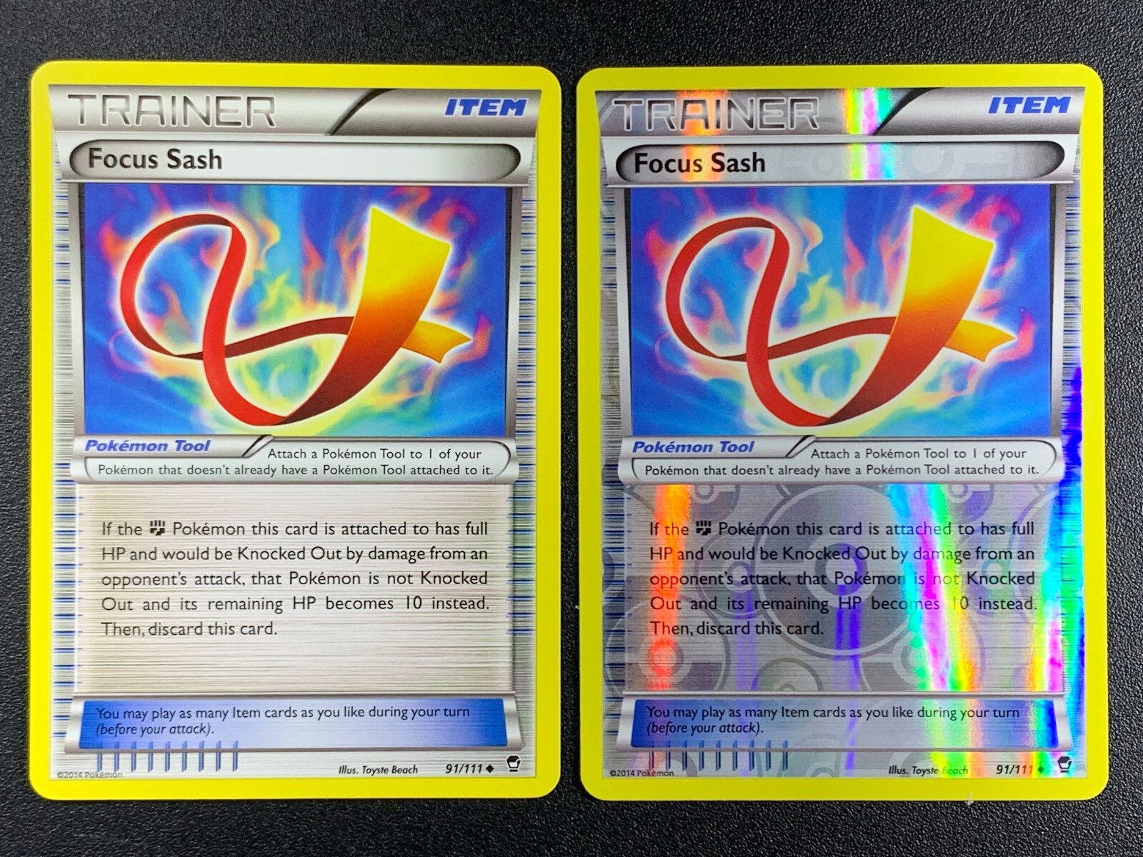 Focus Sash  91/111 Uncommon  Furious Fists Pokemon 2014 NonHolo & Reverse Holo