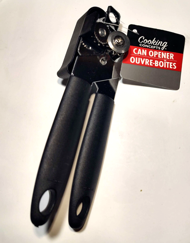 Metal Can Opener ~2" Inch ~Black Plastic Grip Easy Open ~Cooking Concepts - Picture 3 of 4