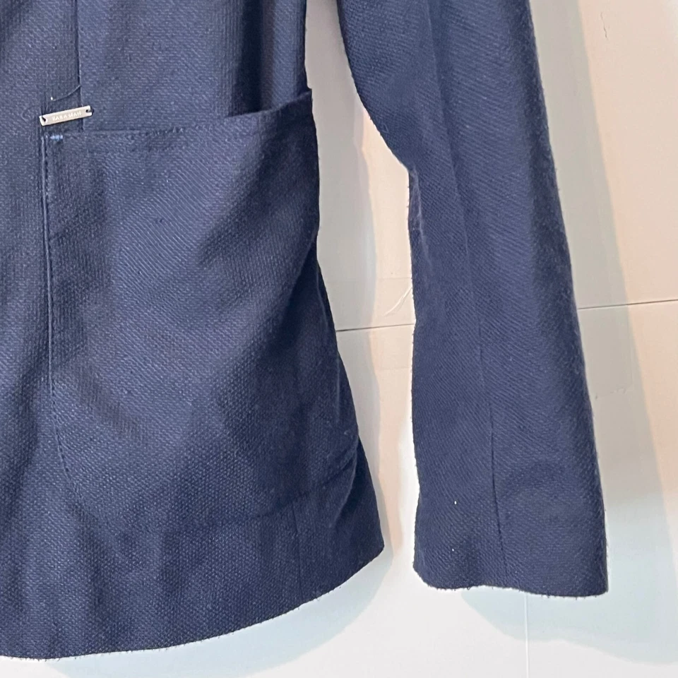 Chaqueta Blazer Zara Para Hombre Talla 38 Pequeña Azul Elastizada Gamuza Parches en el Codo Abrigo Foto 2 de 4