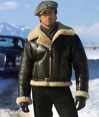 Men's Real Fur Shearling Bomber Celebrity Genuine Sheepskin Leather