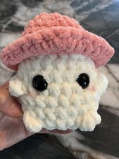 White Handmade Crochet Plush Octopus Soft Stuffed Animal Plushie 4"x 5"