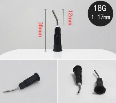 FLOW PRE BENT NEEDLE TIPS FOR ETCH DENTAL IRRIGATION SYRINGE TIP Black 18 GAUGE