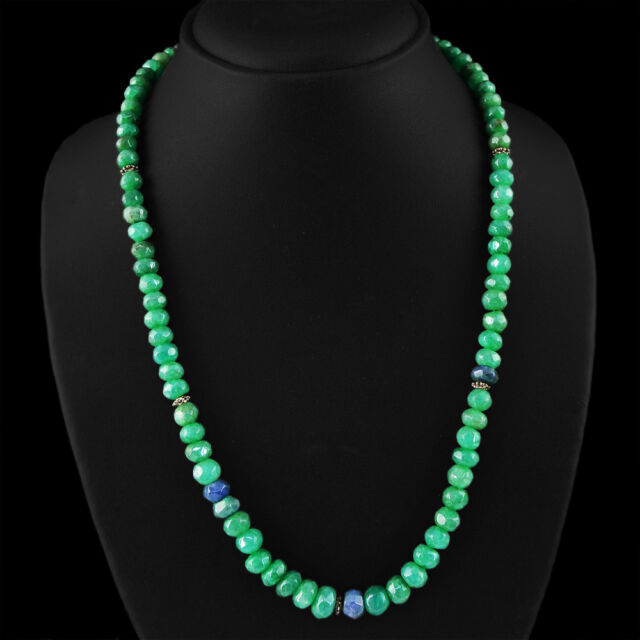 246.35 CTS EARTH MINED ENHANCED EMERALD ROUND FACETED BEADS NECKLACE STRAND (RS)