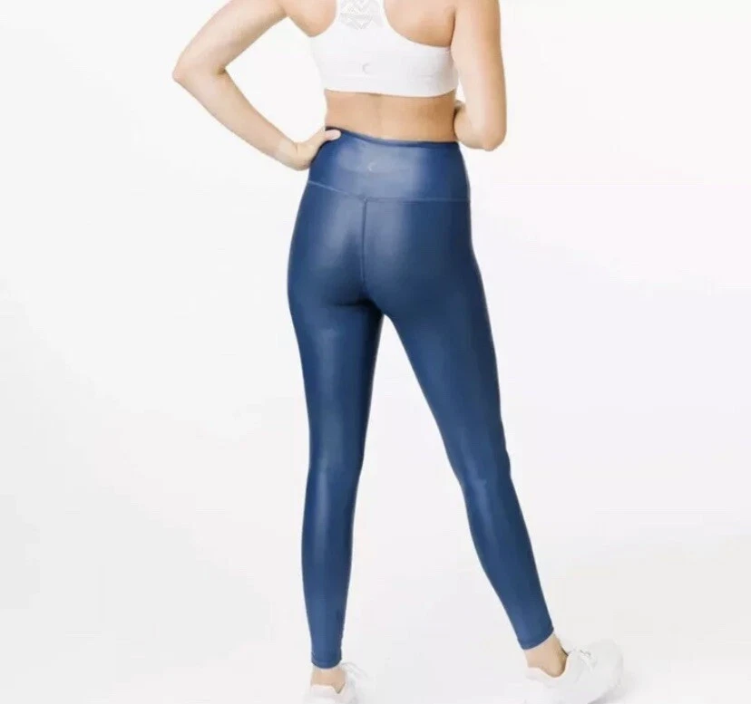 New Zyia Blue Metallic Leggings Athletic Women Sz 8-10