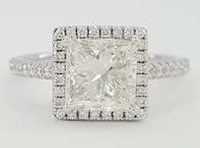 Princess Cut Diamond Halo Engagement Ring 2.05 ct 14k White Gold GIA Rtl 20k