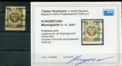 Memel 220IV Best Type MH BPP Befund Eur (17301