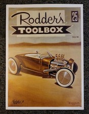 Signed Keith WEESNER poster Out of Print vtg 1929 FORD ROADSTER 32 Grill Hot Rod