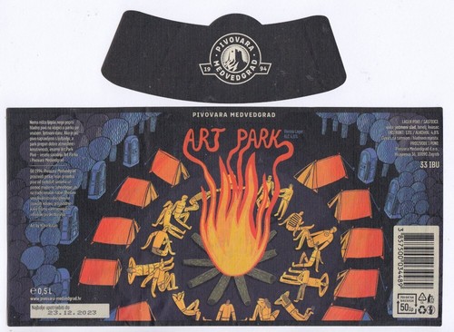 2023 Ed Art Park Vienna Lager Beer Label /Sticker (Medvedgrad Brewery, Croatia)