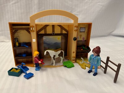 Playmobil #5660 Pony Stable Play Box, Girl rider, trainer and accessories