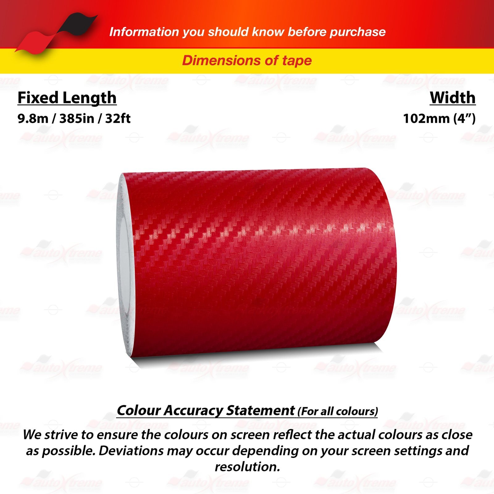 4" 102mm PinStriping Stripe Tape Styling Decal Vinyl Sticker CARBON FIBER RED