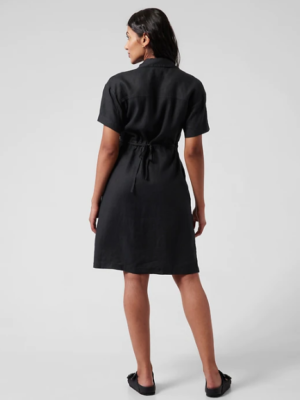 Athleta 2 (XS) Playa Linen Wrap Dress Black Summer Dress w/ Pockets, Travel  NWT | eBay