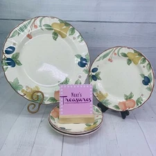 Mikasa Country Classics FRUIT PANORAMA Speckled Fruit Dinner Salad Saucers Set