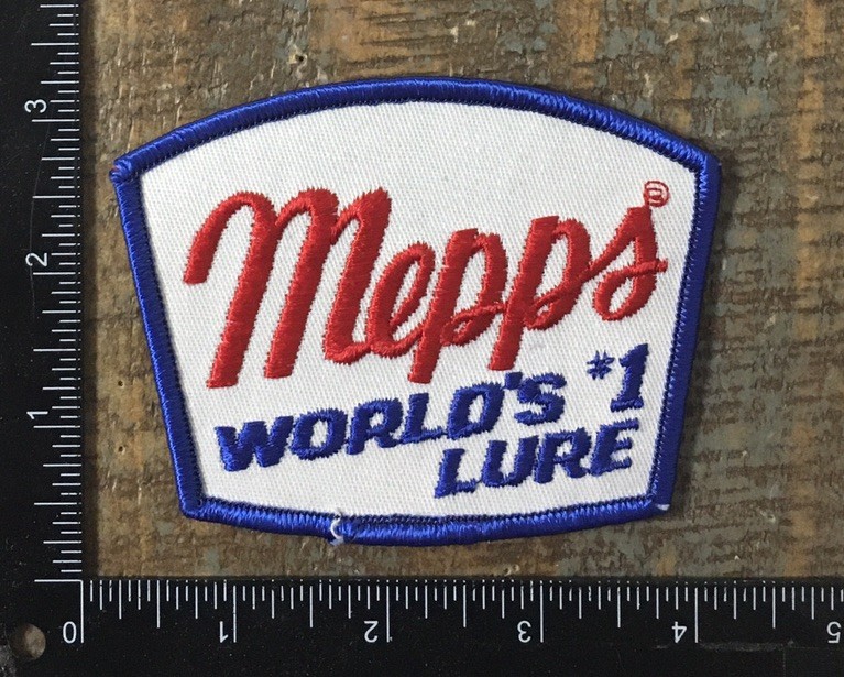 Vintage MEPP’S WORLD #1 LURES Angler Fishing Lure Company Logo Iron-On Patch