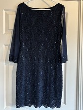 Tiana B navy blue lace sequin cocktail dress size 12
