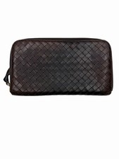 Bottega Veneta Women  s Brown Intrecciato Leather Large Zip Around Wallet Italy