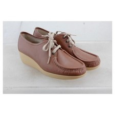 Comfort Club Brown Leather Lace-up Moc Clogs Made in USA Women's 8.5 W 201Z4
