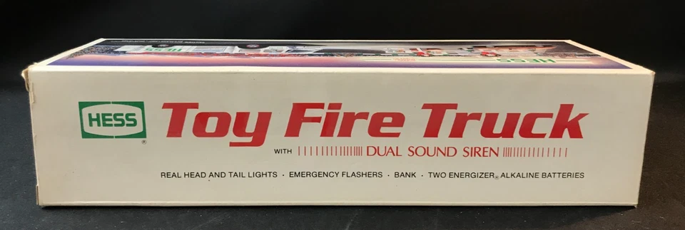 1989 Hess Gasoline Toy Fire Truck Toy Bank BOXED Die-Cast w/Dual Sound Siren VTG - Image 3 of 4