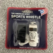 NEW AMERICAN SPIRIT SPORTS WHISTLE SOLID BRASS,NICKEL PLATEDMade in the America