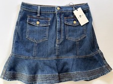 7 For All Mankind Denim Flounce Skirt Blue WM 32 NWT 198