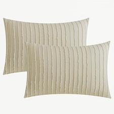 Pillowcases Standard Size 2 Pack Boho Striped 26" x 20" Pack of 2 Light Sand