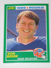 1989 SCORE FOOTBALL DON BEEBE ROOKIE CARD #265. rookie card picture