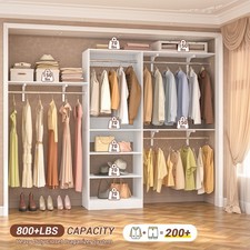 96'' Closet System Heavy Duty Wood Walk In Closet Organizer w/ 3 Shelving Towers