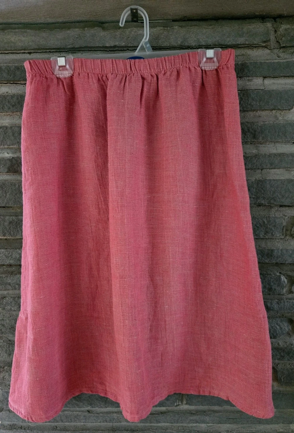 FLAX Women's 100% Linen Skirt Elastic Waist Lagenlook Midi Medium Salmon Pink
Opens in a new window