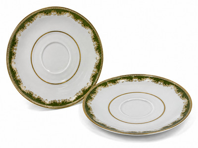 Noritake Warrington 6872 Set 4 Cup Saucers Green Gold Japan Replacement