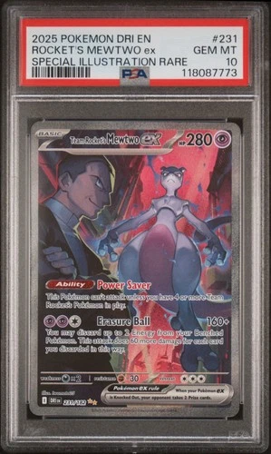 ‼️Team Rocket's Mewtwo ex 231/182 Sv10: Destined Rivals Holo PSA GRADE 10!💨