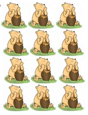 12 count Winnie the Pooh Edible Images, Wafer paper, NOT PRE CUT