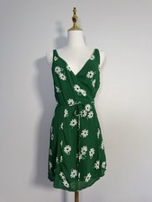 Reformation Anchorage Green Dazed Floral V-Neck True Wrap Mini Dress Sz M