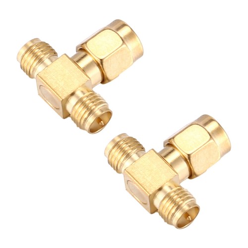 2 Pcs RP SMA Male to Two RP SMA Female Triple T Adapter Connector 3 way5173