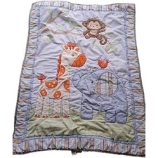 Vintage Carters Child Of Mine Soft Boys Baby Blanket Giraffe Blue Green Jungle
