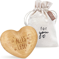 Alles Liebe - Handschmeichler Holz GlüCksbringer PrüFung - Holz Herz Inkl. Gesch