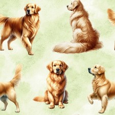 Golden Retriever Dog Fabric 2 fun Colours! Metres/Fat/Long/Quarters: 100% Cotton