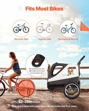 New Dog Bike Trailer, Supports up to 100 lbs, 2-in-1 Pet Stroller Cart Bicycle