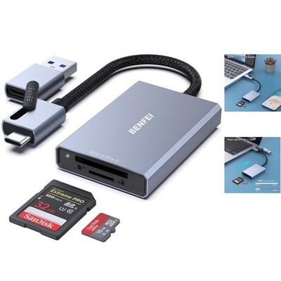 High-Speed SD 4.0 USB-C/USB-A Card Reader with Dual Slots & 312 MB/s Transfer