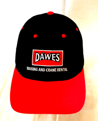Dawes Rigging and Crane Rental Adjustable Red Black Baseball Cap Trucker Hat VTG