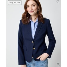 J Crew Factory Original Schoolboy Blazer Navy Blue Wool Blend Womens 2