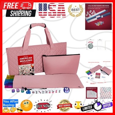 American Mahjong Set with Storage Bag, 166 White Tiles, 4 All-in-One Rack/Pus...