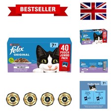 FELIX Wet Cat Food 40x85g Pouches – Mixed Selection in Jelly 3.64 per kilo