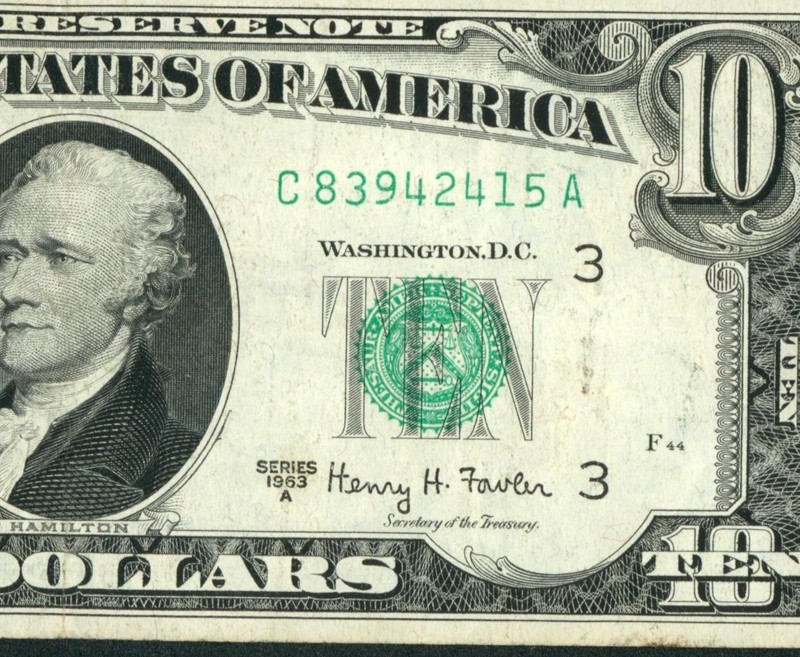 $10 1963 Federal Reserve Note ** PAPER CURRENCY AUCTIONS