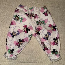 VTG 1984 Disney Babies Minnie Mouse Ruffle Pants White Pink Purple NB-6 Months
